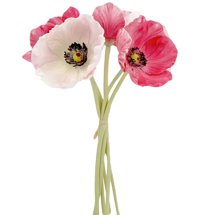 11 ” Real Touch Blush & Beauty Pink Poppy – 6 Stems Per Bundle