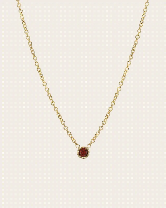 14k Gold Bezel Birthstone Necklace