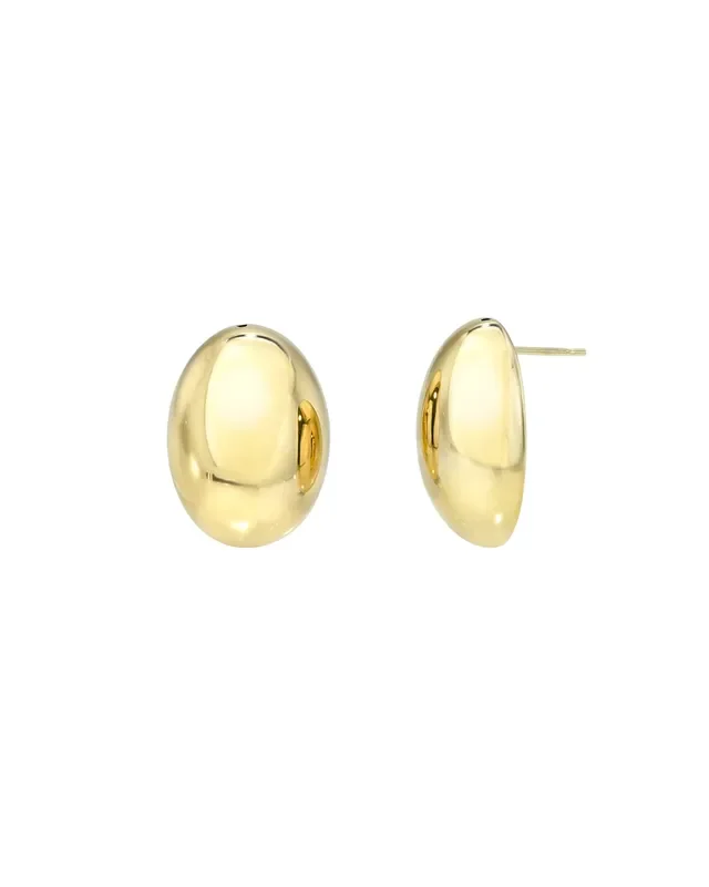14k Gold Half Dome Stud Earrings