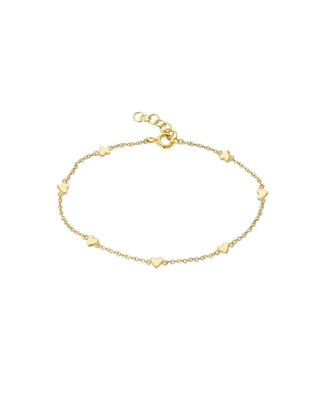 14k Gold Hearts Charm Bracelet