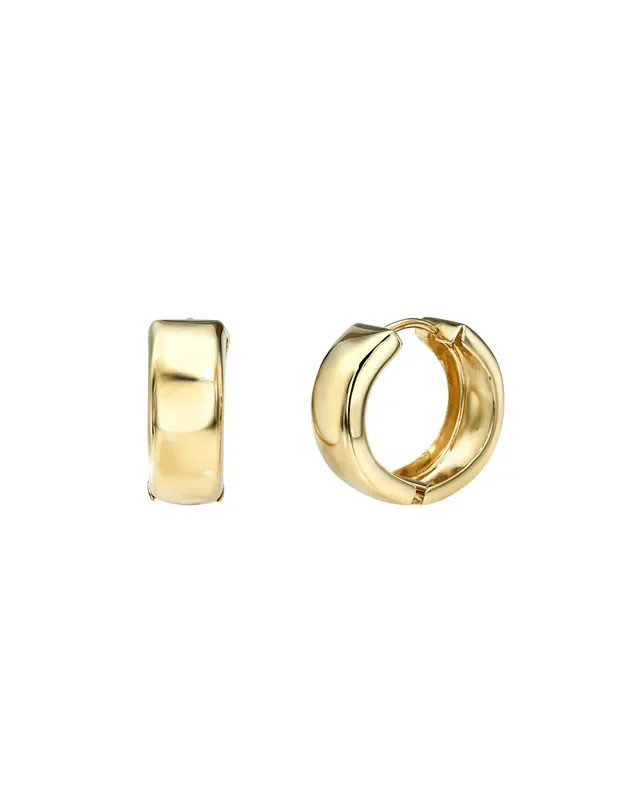 14k Gold Medium Bubbled Flat Hoop Earrings