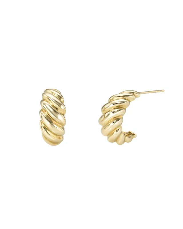14k Gold Small Croissant Stud Earrings