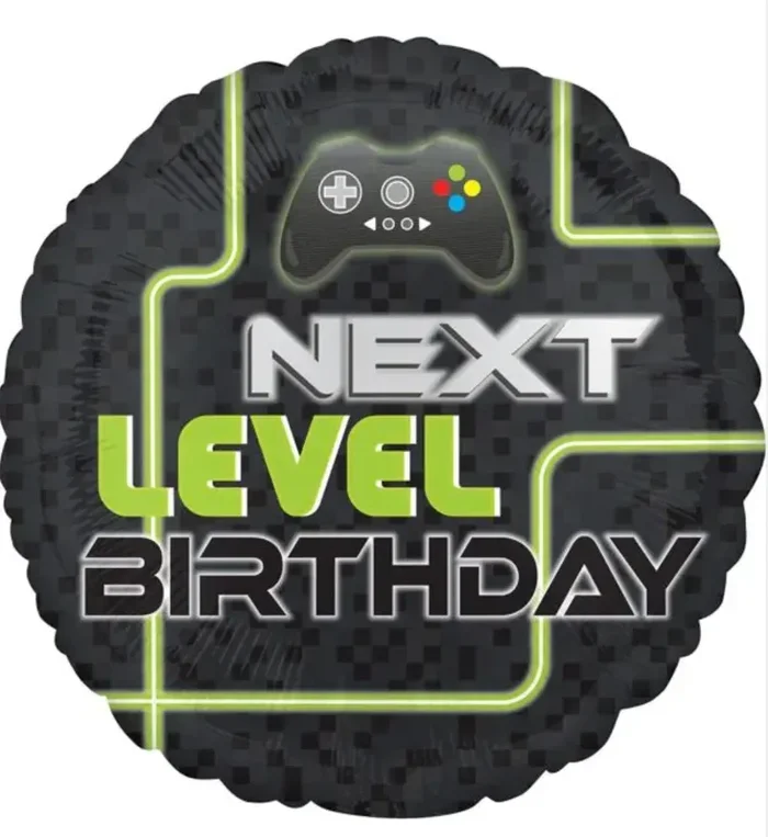 17 ” Level Up Round Birthday Balloon – Perfect for Gaming Celebrations!