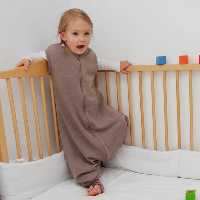 2-LAYER MERINO WOOL SLEEP SACK WITH OPEN LEGS – mele beige