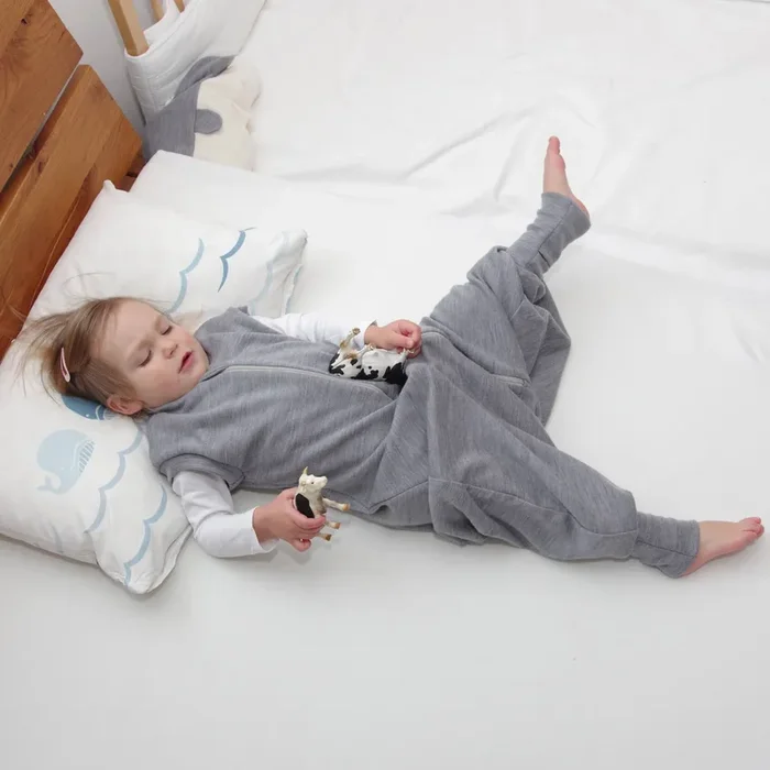2-LAYER MERINO WOOL SLEEP SACK WITH OPEN LEGS – silver gray