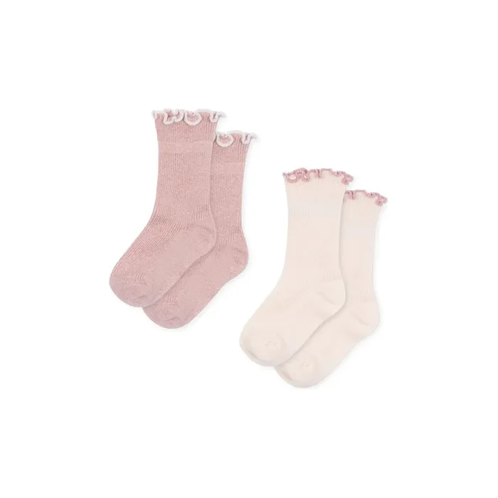 2 PACK RIB FRILL SOCKS