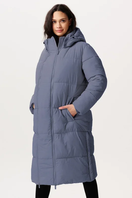 3-in-1 maternity coat and babywearing jacket, slate blue