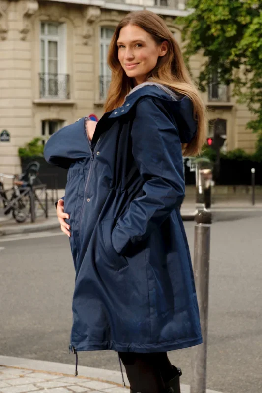 3-in-1 maternity parka and babywearing jacket, navy