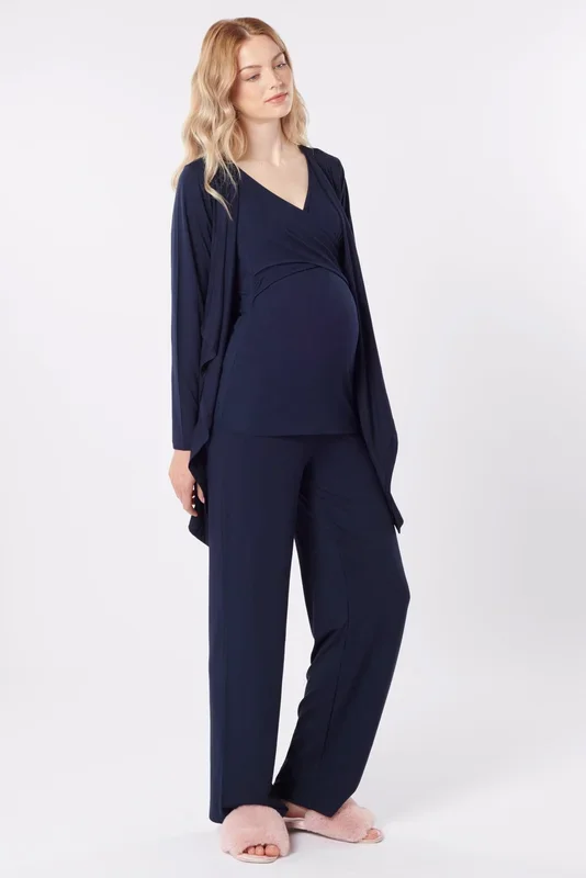3-piece Eco Viscose Maternity Loungewear Set navy