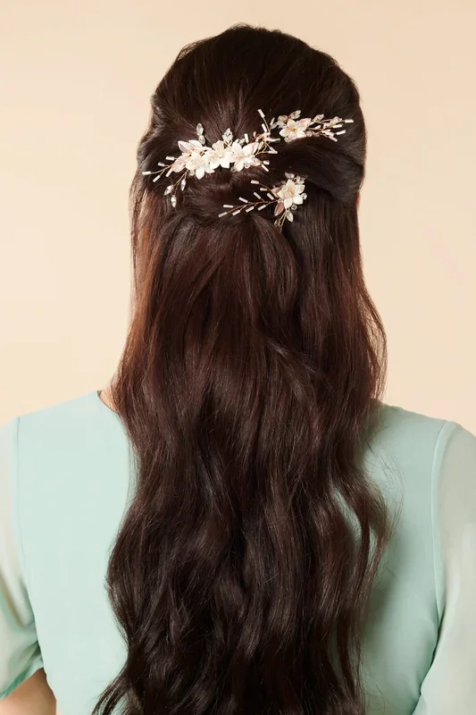 3er Set Braut Haarschmuck im floralen Design