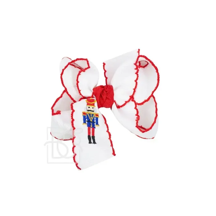 4.5 ” Embroidered Classic Nutcracker Crochet Edge Bow