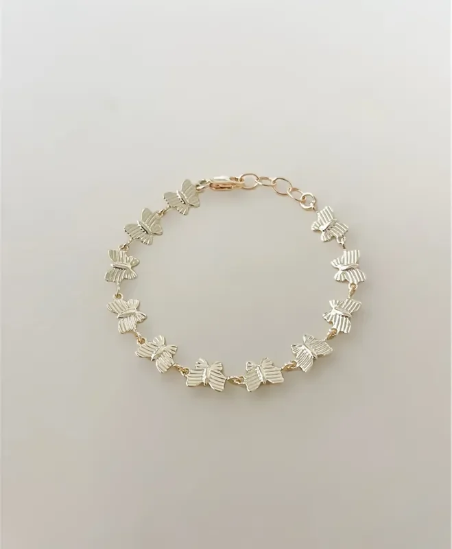 6mm Gold Beaded Butterfly Bracelet – Hypoallergenic & Handmade