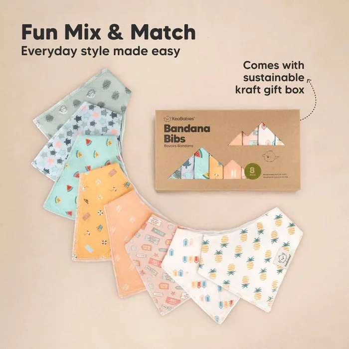 8-pack Baby Bandana Bibs – Beach Day