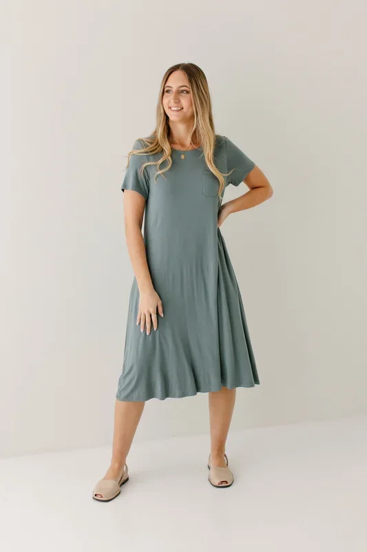 ‘Allison’ Bamboo Blend Swing Dress in Sea Green FINAL SALE