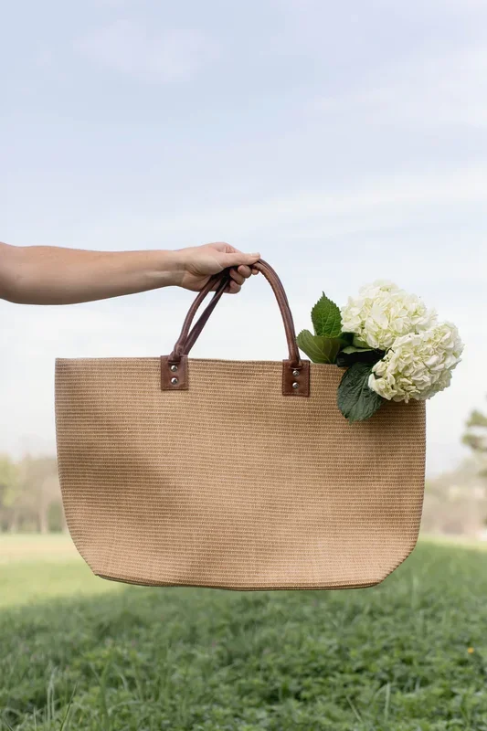 ‘Aruba’ Large Straw Tote Bag in Tan FINAL SALE