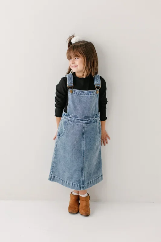 ‘Bailey’ Girl Denim Overall Dress