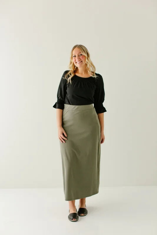 ‘Camille’ Maxi Skirt in Dusty Olive FINAL SALE