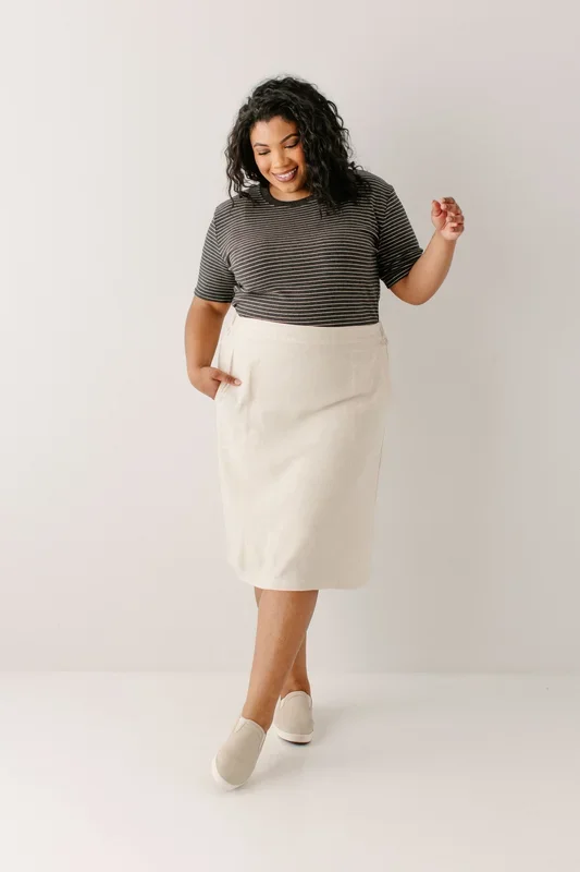 ‘Emily’ Knee Length Linen Blend Skirt FINAL SALE