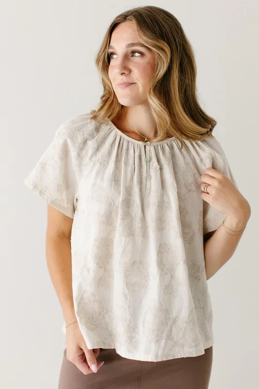 ‘Flavia’ Textured Floral Print Cotton Blend Top FINAL SALE