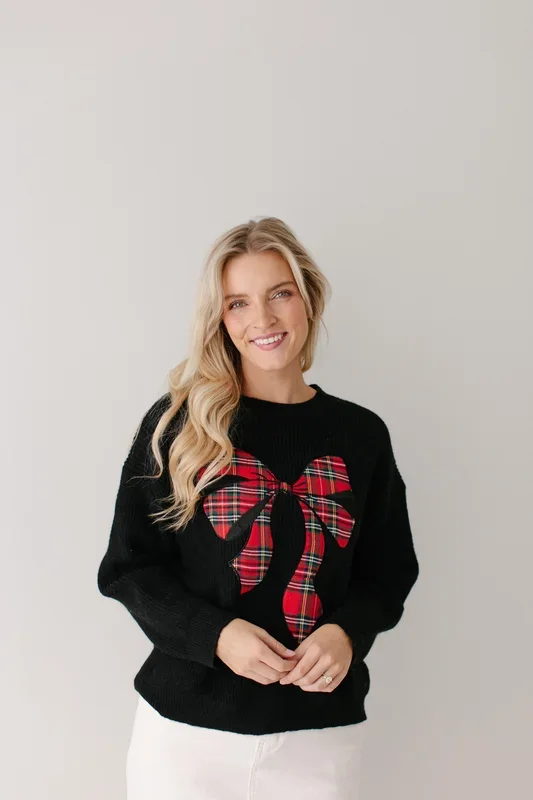 ‘Garland’ Tartan Plaid Bow Sweater