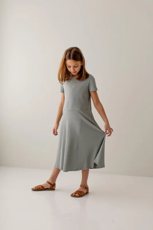 ‘Hadley’ Girl Bamboo Blend Ribbed Skater Dress FINAL SALE