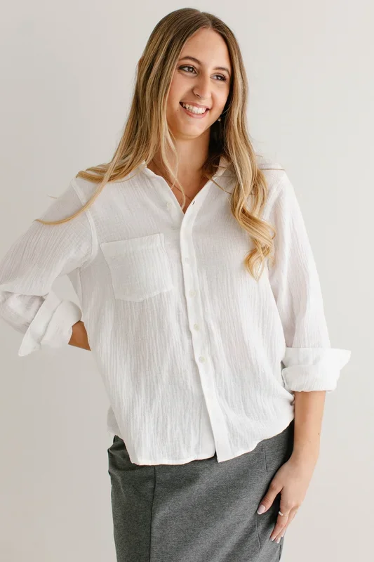 ‘Morgan’ Cotton Gauze Button Down Top FINAL SALE