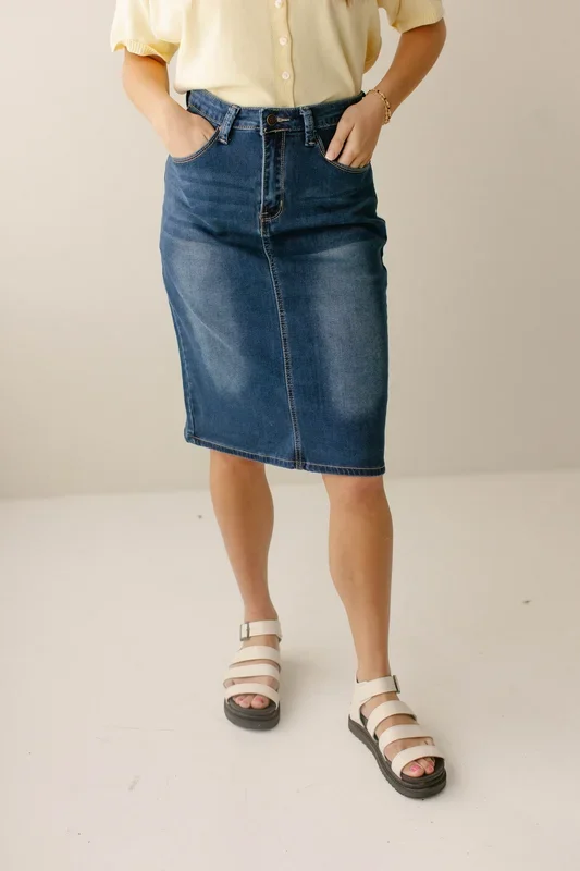 ‘Scout’ Knit Denim Skirt in Dark Wash FINAL SALE