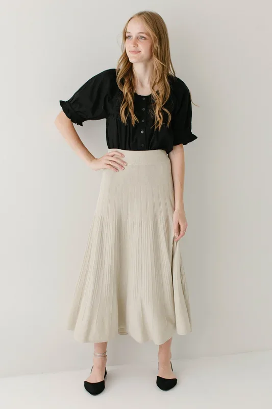 ‘Sheba’ Textured A-Line Midi Sweater Skirt