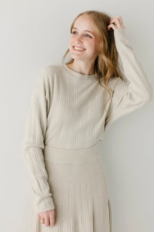 ‘Sheba’ Textured Knit Drop Sleeve Sweater