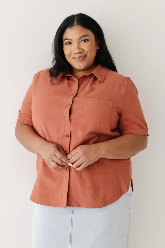 ‘Tiffany’ Linen Blend Button Down Top FINAL SALE