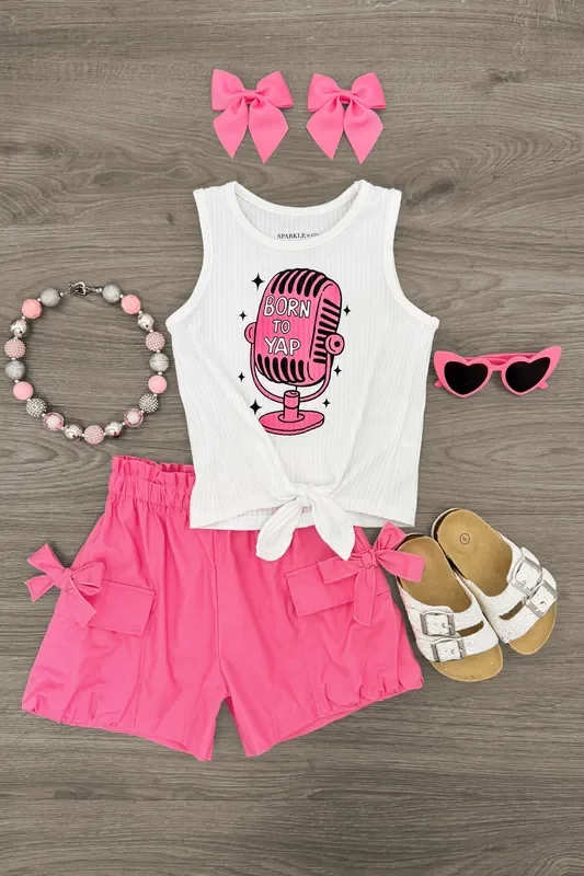 “Born To Yap ” Pink Short Set