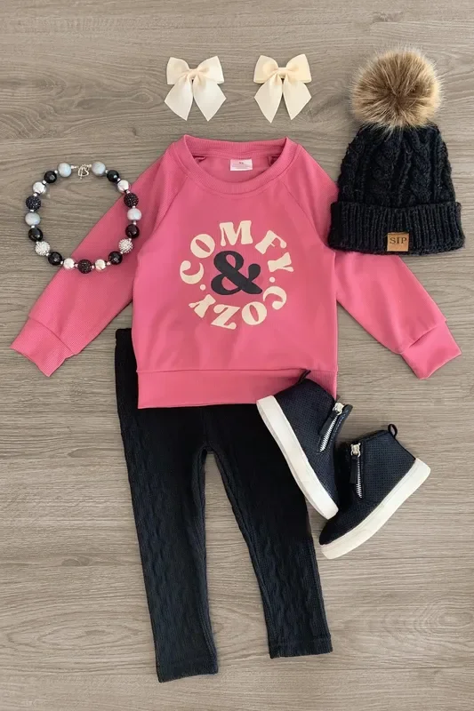 “Comfy & Cozy ” Mauve Knit Legging Set