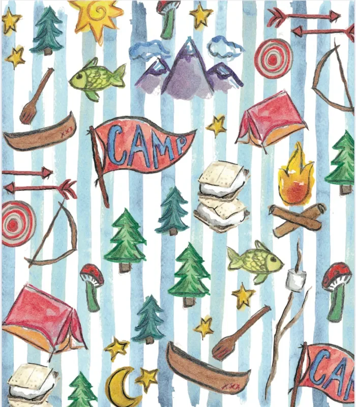 “Happy Camper ” Minky Blanket, blue