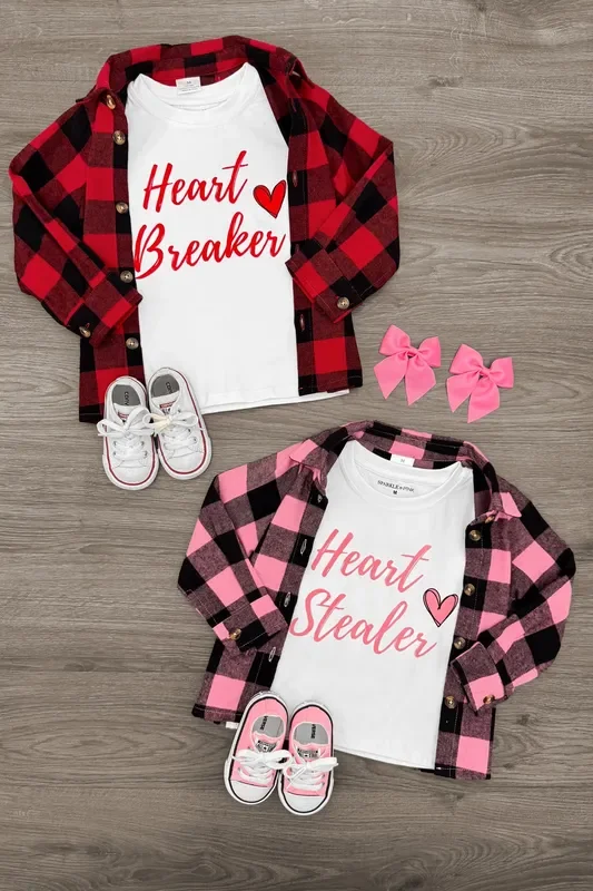 “Heart Breaker & Heart Stealer ” Flannel Set – Boy or Girl
