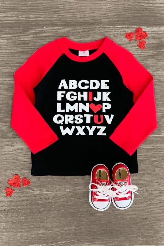 “I Love U ” Black & Red Top