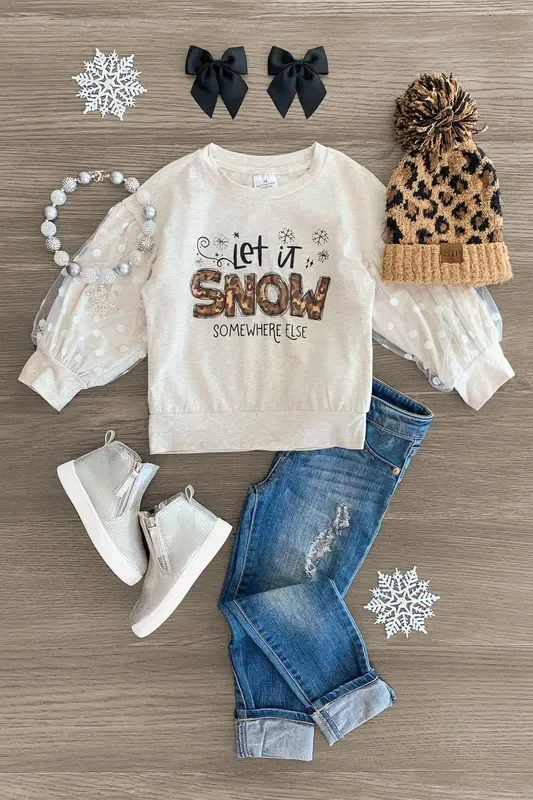 “Let It Snow Somewhere Else ” Tulle Sleeve Top