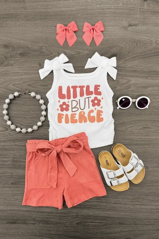 “Little But Fierce ” Suede Short Set