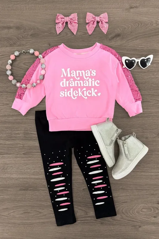 “Mama’s Dramatic Sidekick ” Pink Legging Set