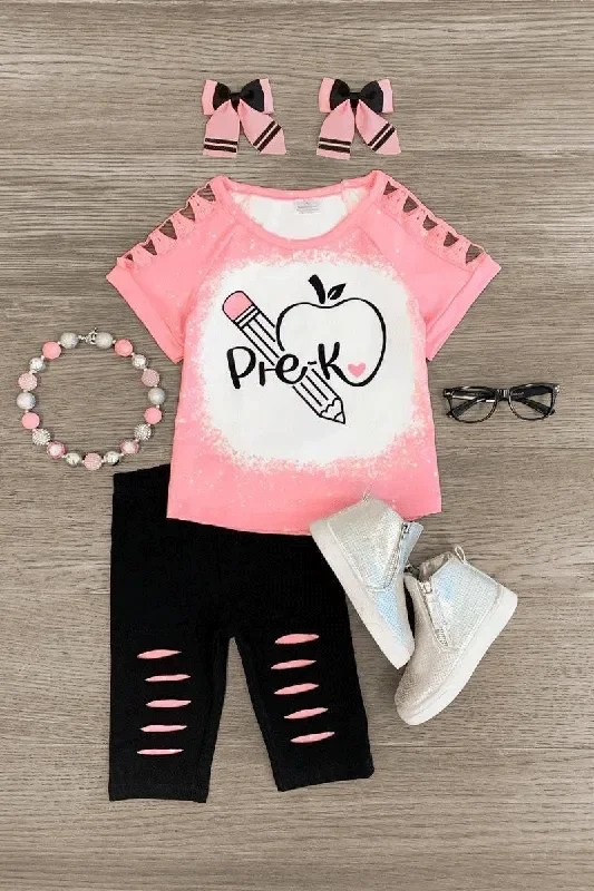 “Pre-K – 5th Grade ” Pink Capri Set