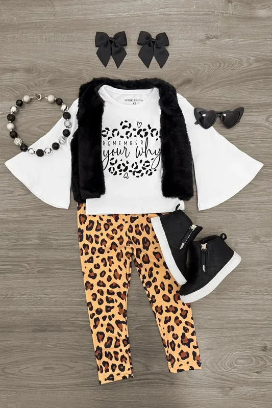 “Remember Your Why ” Cheetah Fur Vest Set – 3 Piece