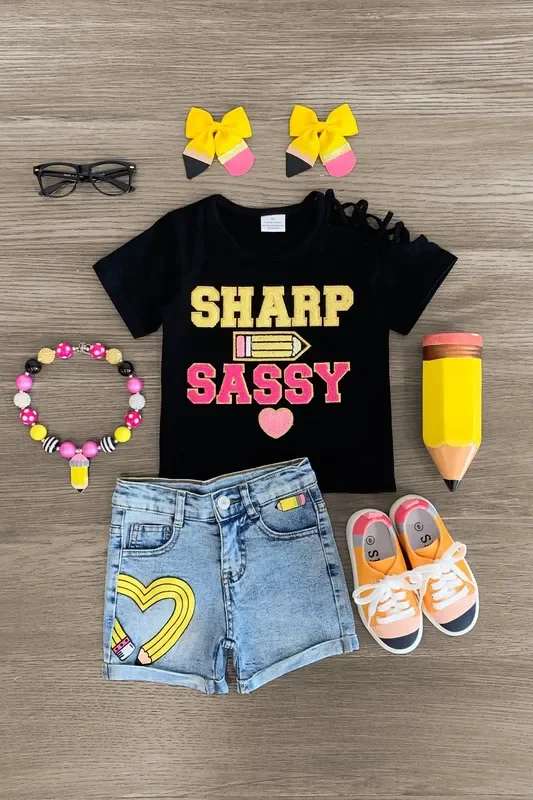 “Sharp & Sassy ” Denim Short Set