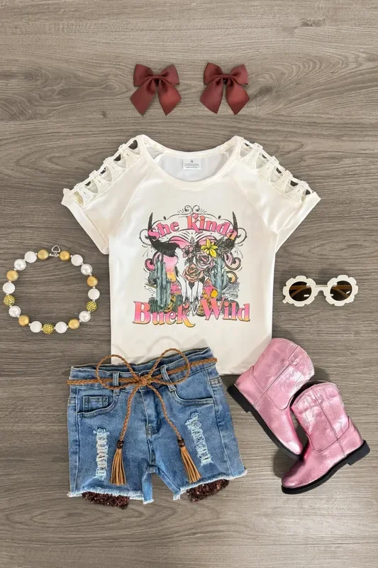“She Kinda Buck Wild ” Denim Short Set