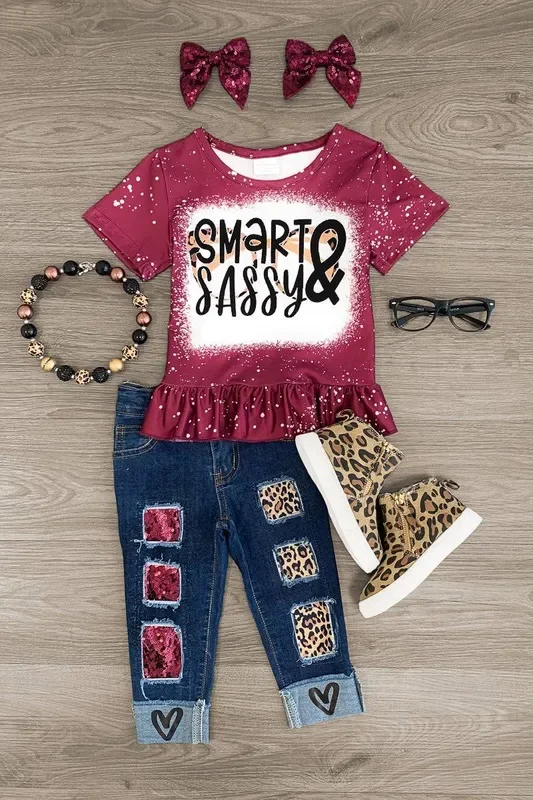 “Smart & Sassy ” Sequin Denim Pant Set
