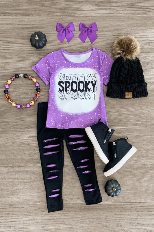 “Spooky Spooky Spooky ” Purple Legging Set