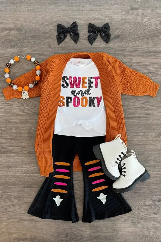 “Sweet and Spooky ” Ribbed Bell Bottom Set