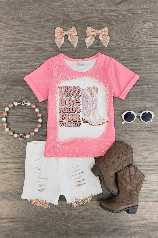 “These Boots Are Made For Walkin’ ” Denim Short Set