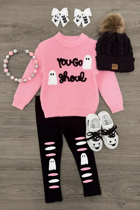 “You Go Ghoul ” Pink Sweater Legging Set