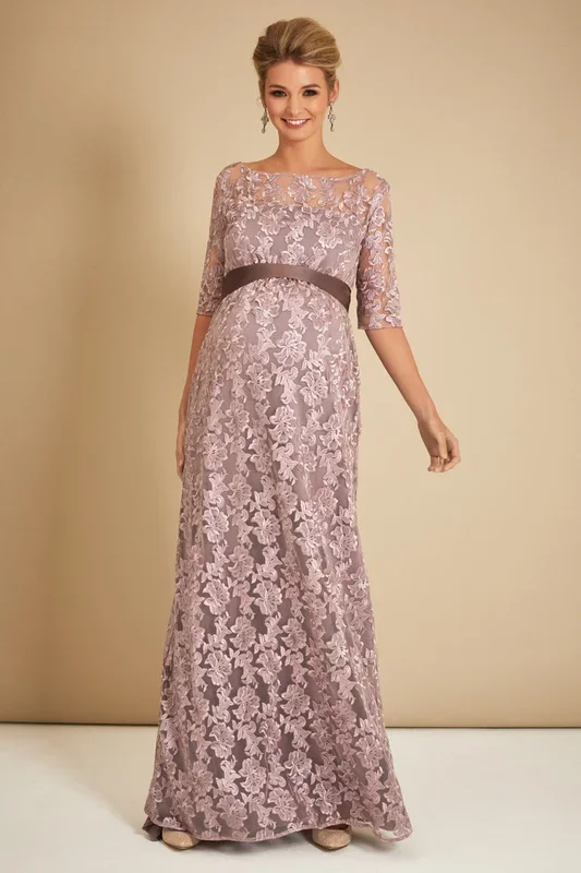 A-Line Umstandskleid aus Spitze lang rose