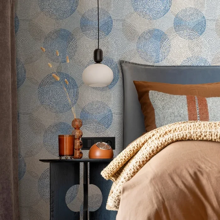 Abstract Wallpaper With A Dotted Circle Motif In Blue And Gray – A053