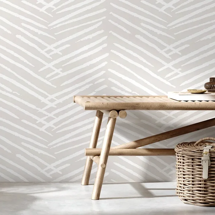 Abstract Wallpaper With A Textured Herringbone Motif In Nude Beige And White – C519